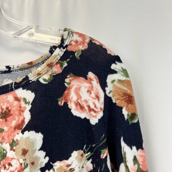 Moa Moa Womens Hi Lo Top Multicolor Floral Long Sleeve Pleated Chiffon Back S - Picture 4 of 9